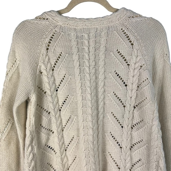 Anthropologie Knitted Knotted Cable Knit Braided Ribbon Heart Sweater Size Small - Picture 9 of 11